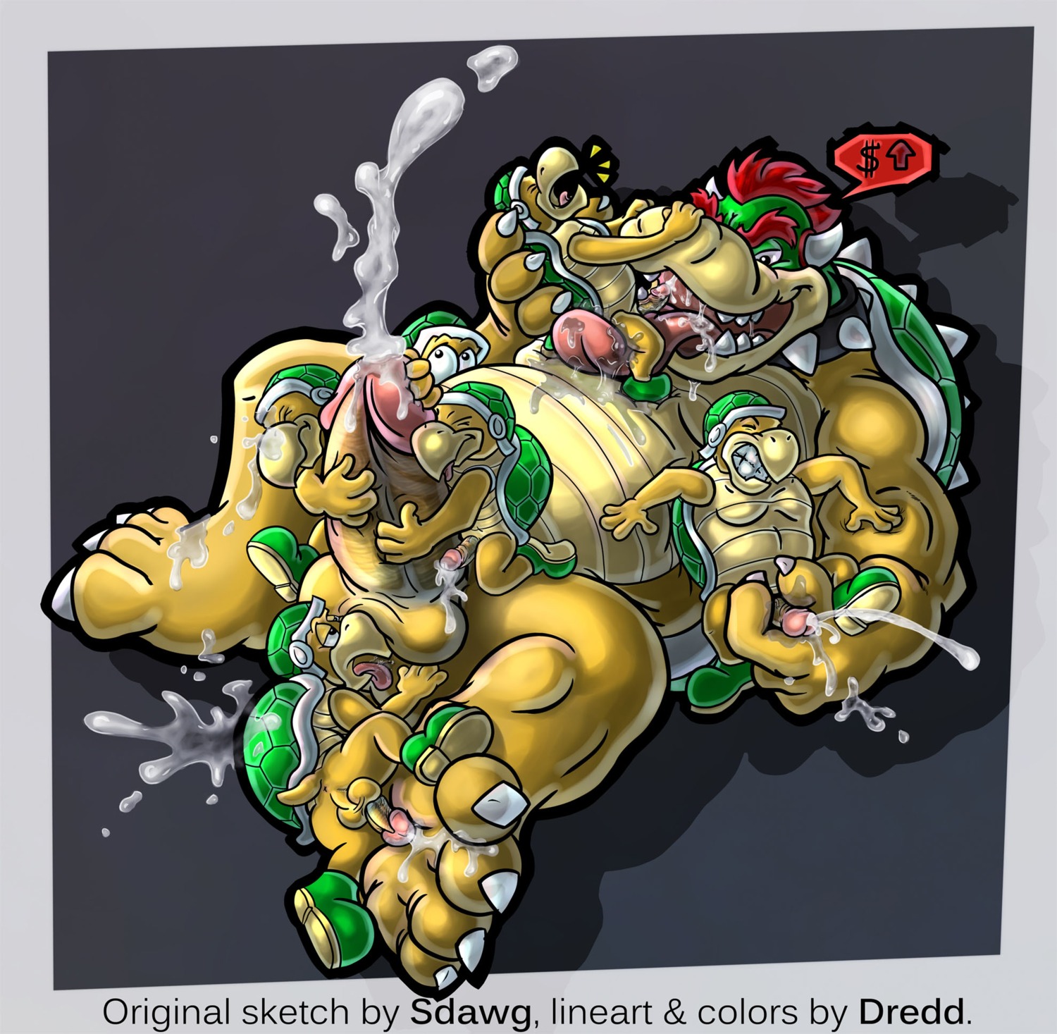 6+boys 7boys animal_genitalia anthro barefoot bowser cum dredd_(artist) feet footjob furry gay group_sex hammer_bros. koopa male male_only mario_(series) nintendo no_humans oral orgasm penis rimming rule34 saliva sdawg sex toes yaoi