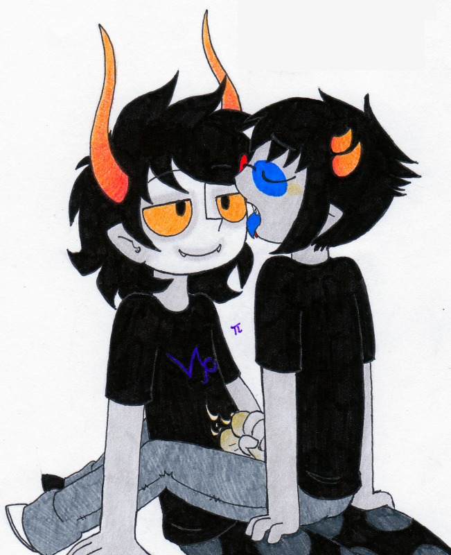 2boys black_hair closed_eyes clothing cum diphallia diphallism forked_tongue gamzee_makara glasses grey_skin handjob homestuck horns male ms_paint_adventures multi_genitalia multi_penis open_mouth pandemoniumincarnate penis pointy_ears rule34 sharp_teeth short_hair sollux_captor source_request tongue tongue_out troll white_background yaoi yellow_eyes