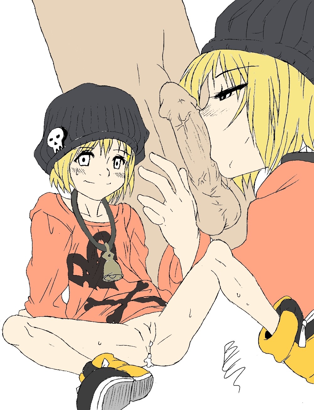 after_sex bitou_raimu blonde_hair blush bottomless colored creampie cum cum_in_pussy cum_inside female hat male pendant penis penis_kiss pussy raimu_bito rhyme_(twewy) rule34 shirt shoes tagme the_world_ends_with_you uncensored