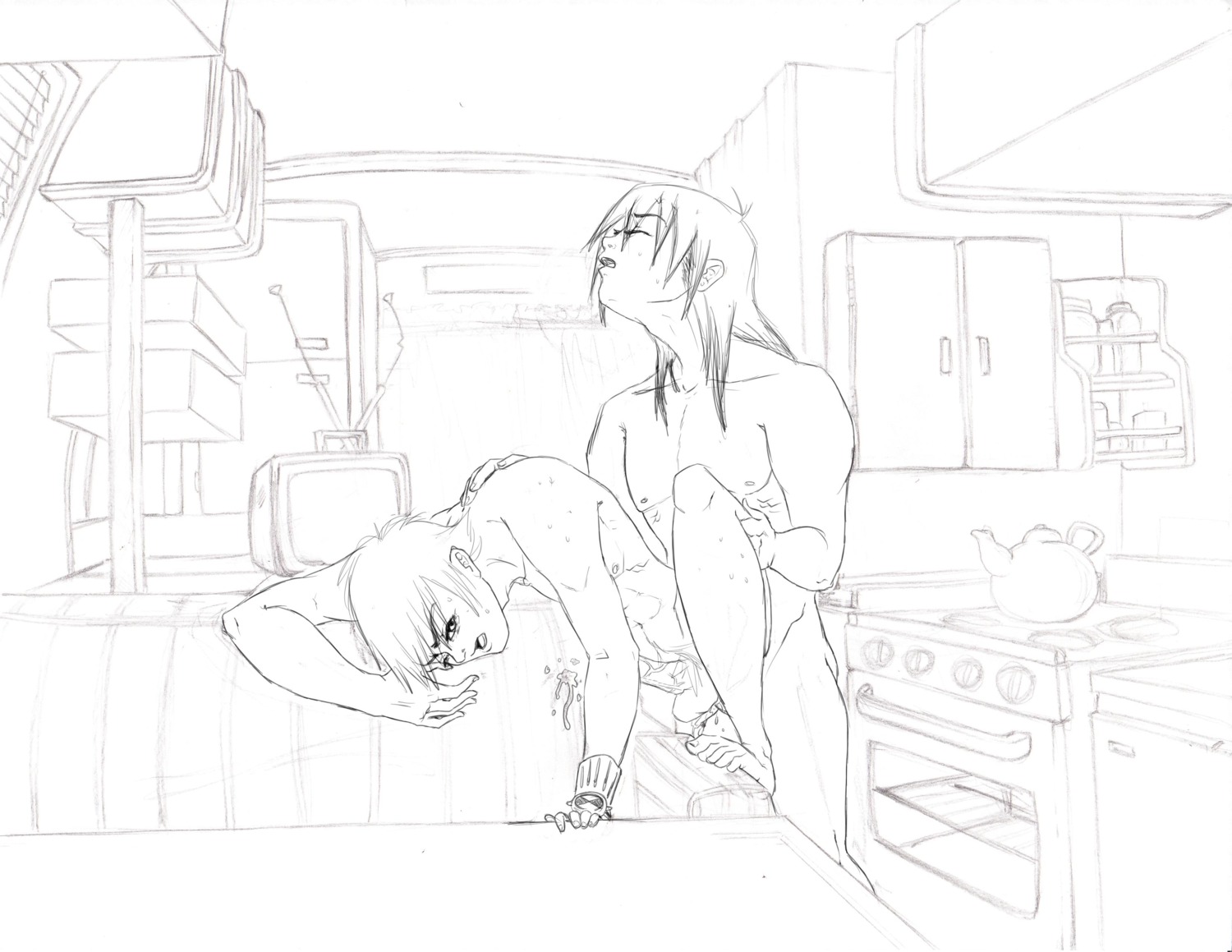2boys anal_penetration anal_sex ass ben_10 ben_10_alien_force ben_tennyson ben_tennyson_(alien_force) cabinets closed_eyes cook_stove cum_in_ass cum_while_penetrated erection gay kevin_levin kitchen leg_lift legs_held_open looking_at_viewer male male_only mouth_open multiple_males nude orgasm_face penis puberty pubes pubic_hair rule34 rustbucket_(ben_10) spread_legs tagme tea_kettle television_set veiny_penis wristwear yaoi