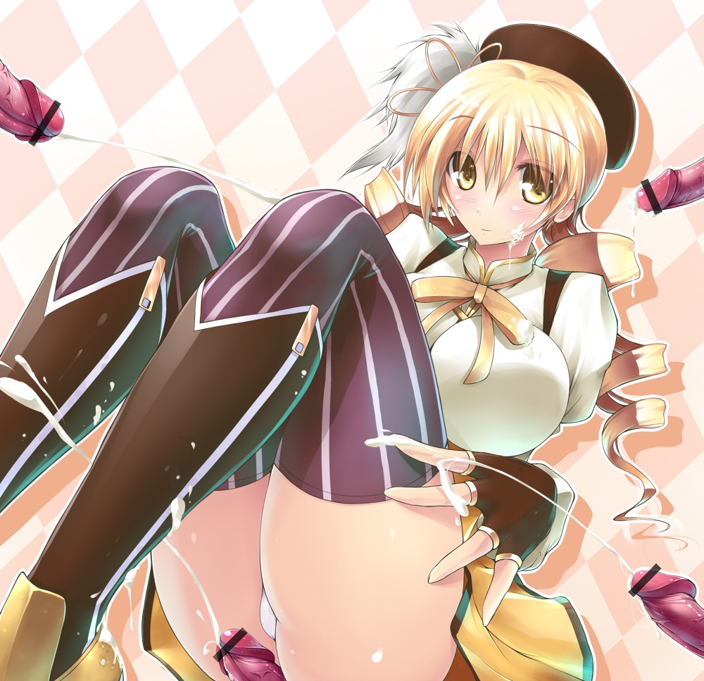 bad_id bar_censor censored cum drill_hair female mahou_shoujo_madoka_magica male penis rule34 shiizuki_sukyami tomoe_mami