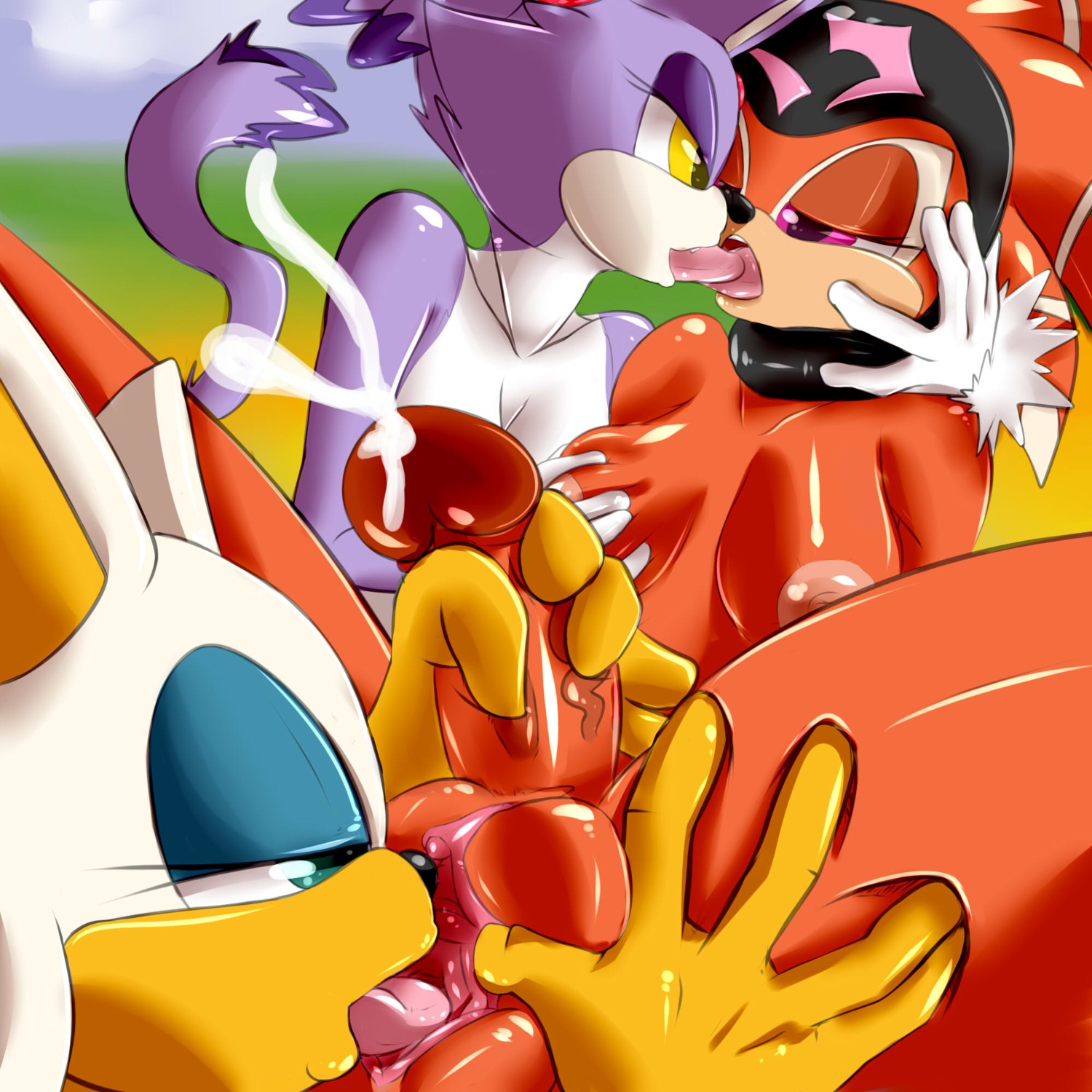 1:1 ambiguous_gender anthro anthro_on_anthro bat blaze_the_cat blue_eyes bodily_fluids breast_grab breasts clitoris clothing collar cum cunnilingus domestic_cat e621 echidna erection eye_contact felid feline felis female female/female french_kissing genital_fluids genitals gloves group hand_on_breast handwear herm hi_res humanoid_genitalia humanoid_penis intersex kissing looking_at_another mammal monotreme nipples nude oral penis pink_eyes rouge_the_bat sega sex shade_the_echidna shadence sonic_chronicles:_the_dark_brotherhood sonic_the_hedgehog_(series) spread_legs spreading tongue vaginal vulva yellow_eyes