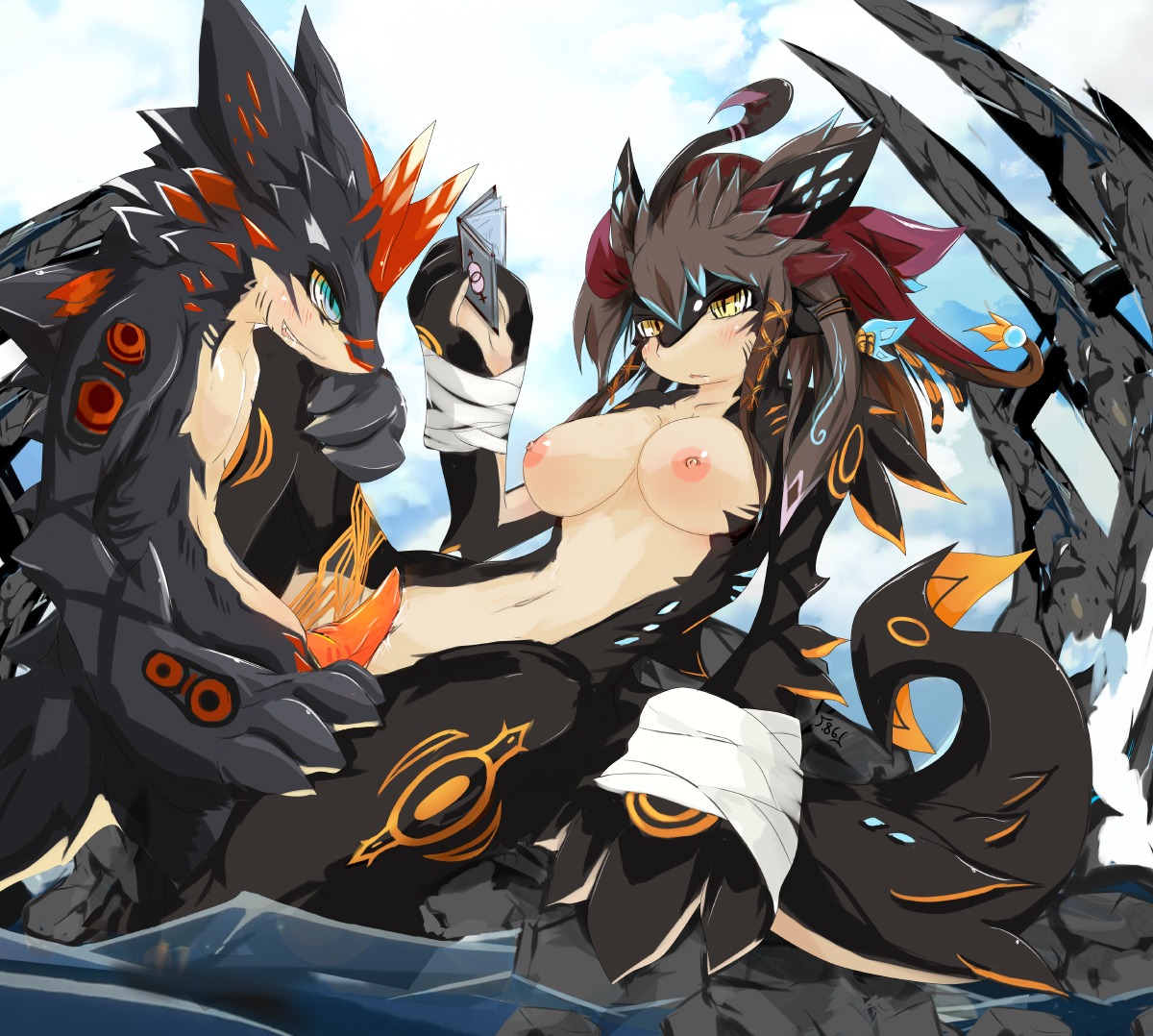 anthro anthro_on_anthro areola book breasts dragon dragoon86 duo e621 erection female female_symbol gender_symbol genitals grinding lying male male/female male/female_symbol male_symbol mythological_creature mythological_scalie mythology navel nipples non-mammal_breasts non-mammal_nipples nude on_back outside penis pussyjob scalie sex sexuality_symbol symbol table_lotus_position tail vulva wraps