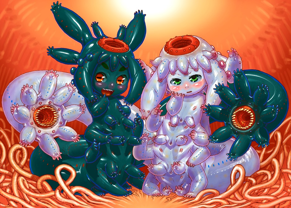 4n amber_eyes female green_eyes monster_girl rule34 symmetry tentacle