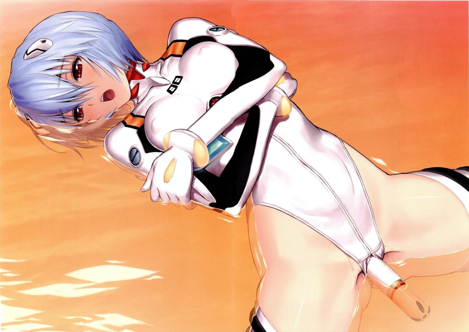 1girls arms_crossed blue_hair blush bodysuit breasts clothed_masturbation clothing dildo entry_plug erect_nipples erect_nipples_under_clothes female gainax highleg highres human interface_headset jpg lcl leotard light-skinned_female light_skin masturbation neon_genesis_evangelion nipples open_mouth pale-skinned_female pale_skin pilot_suit plugsuit pussy red_eyes rei_ayanami rule34 short_hair small_breasts straight_hair vaginal_insertion vibrator water