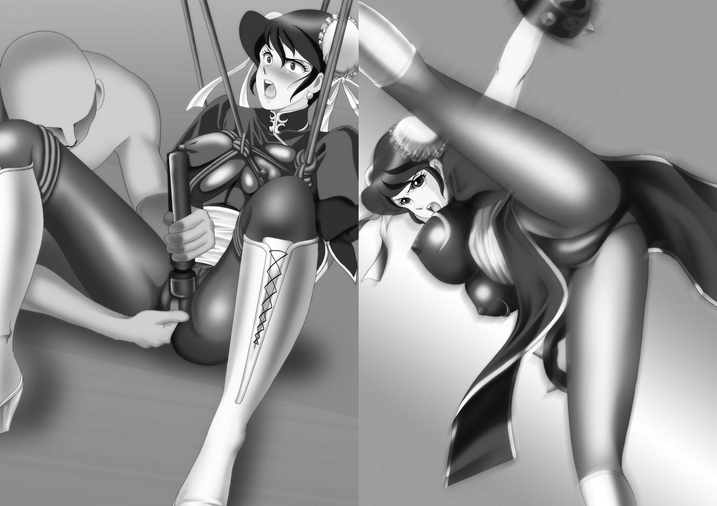 1girls breasts chun-li_(cosplay) cosplay curvaceous female human large_breasts long_hair lupin_iii male mine_fujiko rule34 straight street_fighter