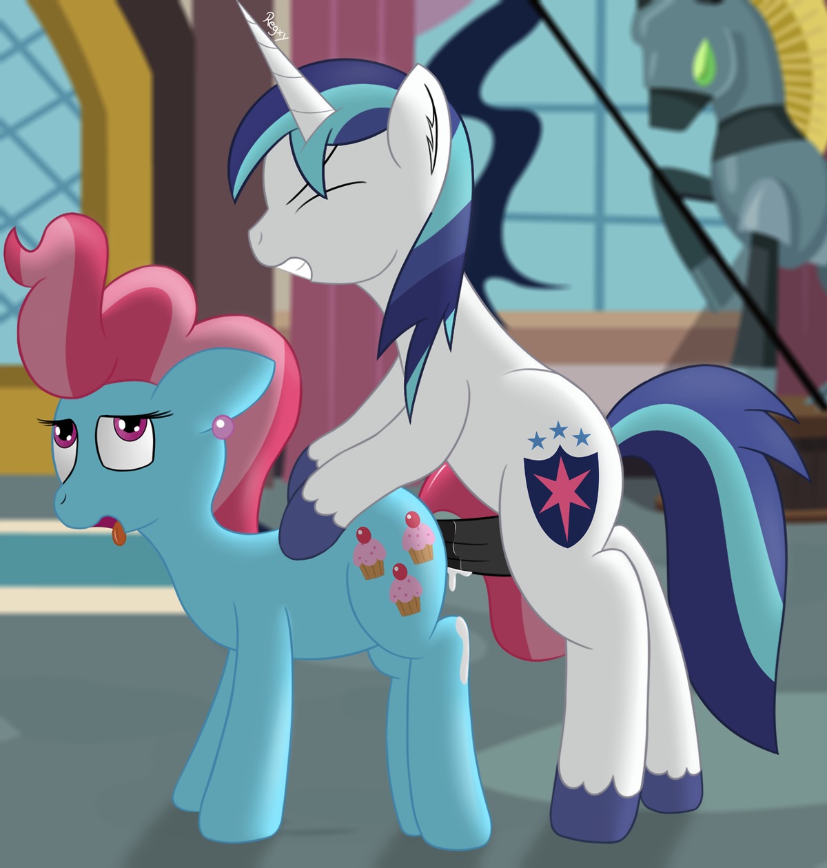 animal_genitalia animal_penis bodily_fluids cum cum_inside cutie_mark duo e621 ear_piercing earth_pony equid equine equine_genitalia equine_penis erection eyes_closed female female_penetrated feral friendship_is_magic from_behind_position fucked_silly genital_fluids genitals hair hasbro hi_res horn horse male male/female male_penetrating male_penetrating_female mammal mrs._cake_(mlp) multicolored_hair my_little_pony mythological_creature mythological_equine mythology nude penetration penis piercing pony purple_eyes regxy sex shining_armor_(mlp) tongue tongue_out unicorn