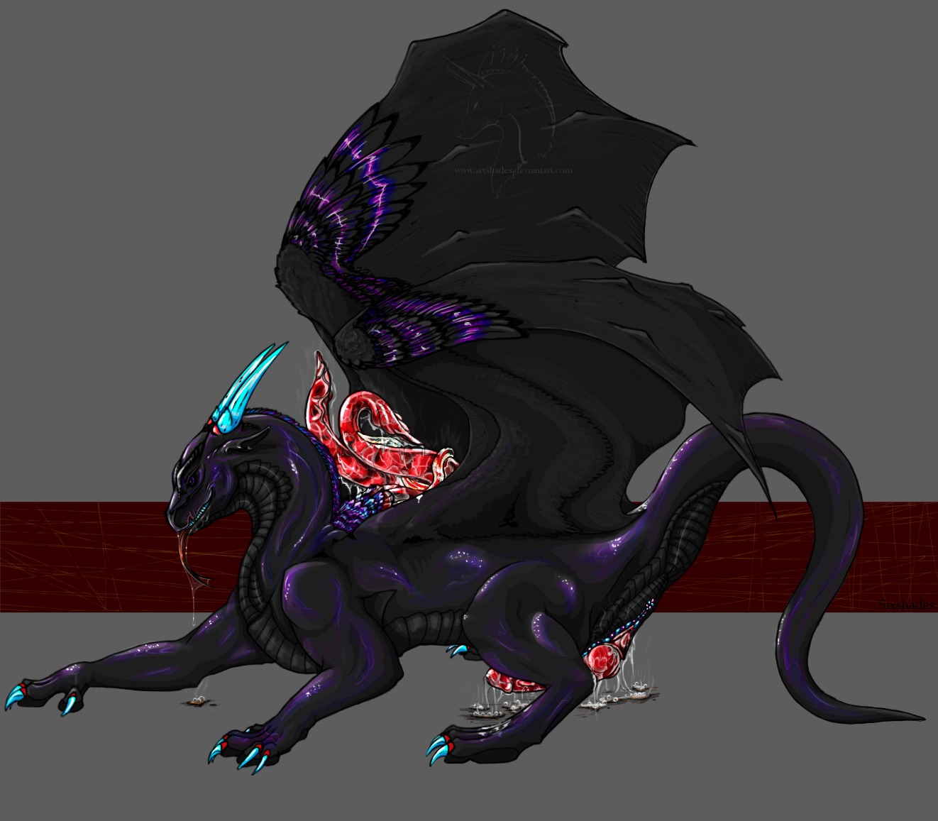 1boy acid deitahhn dragon knot male male_only nude penis rule34 scalie sixshades solo tentacle wings
