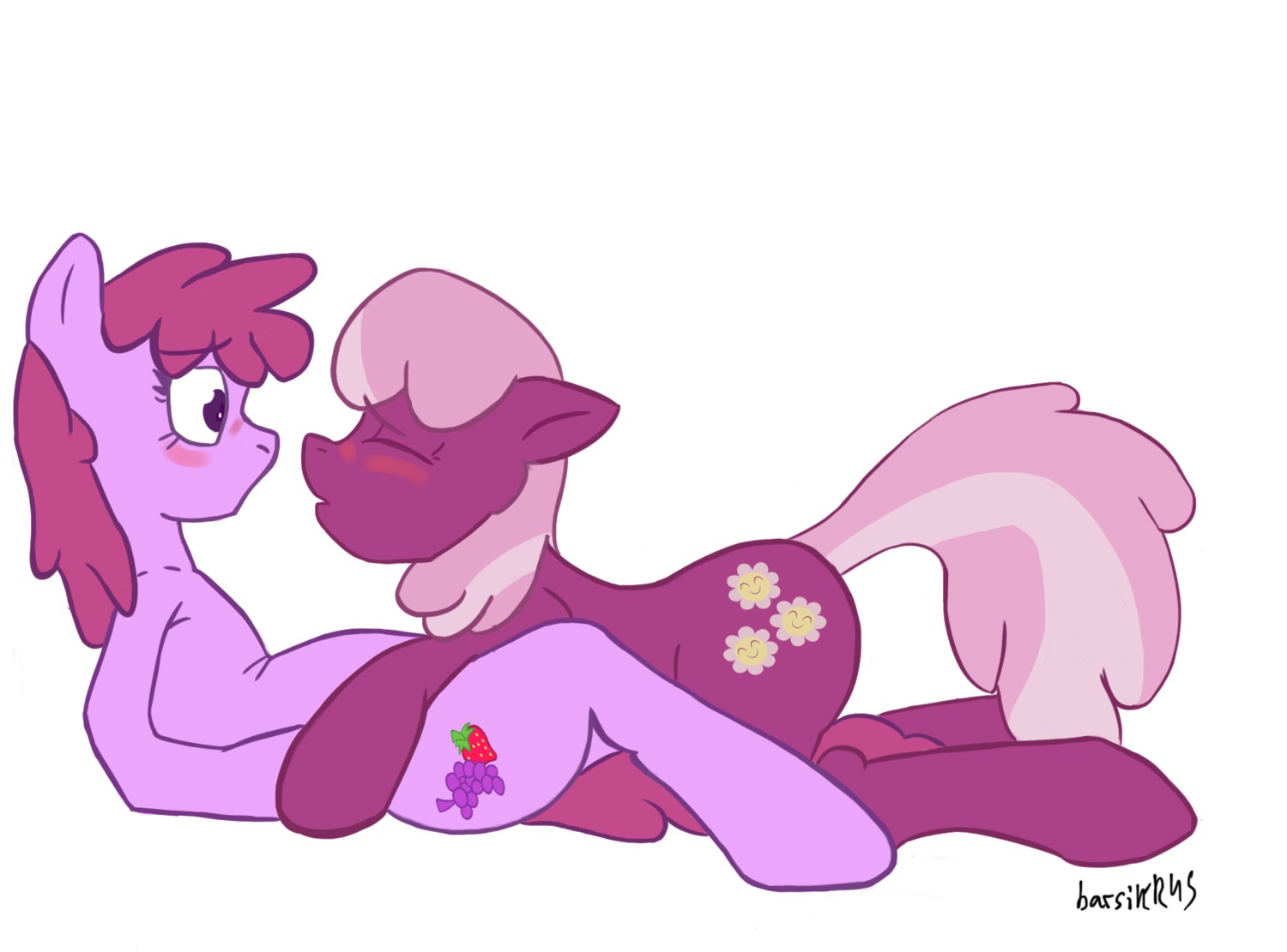 barsikrus berry_punch_(mlp) cheerilee_(mlp) earth_pony equine female female_only feral friendship_is_magic fur horse multiple_females my_little_pony pony purple_fur rule34 smooth_skin tail yuri