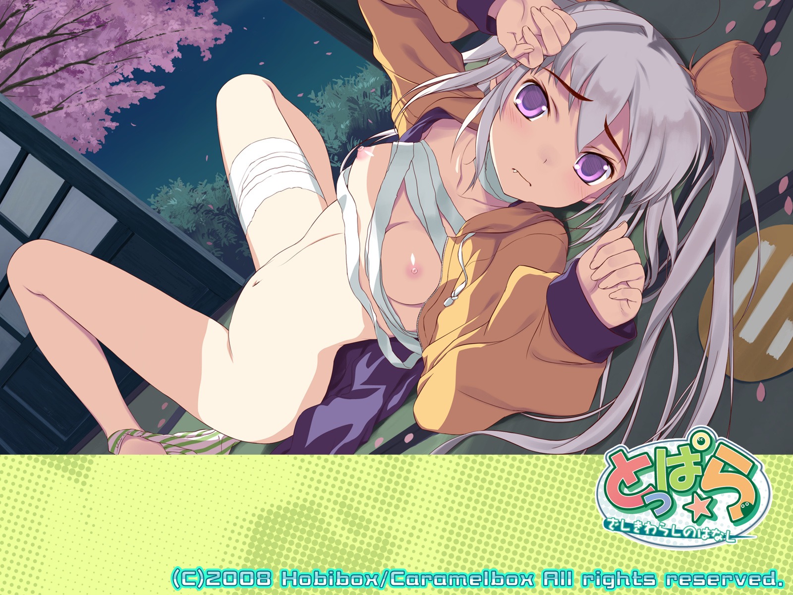 amakura bandage cute_fang female nipples panties_around_one_leg rule34 sachiko_(toppara) toppara underwear
