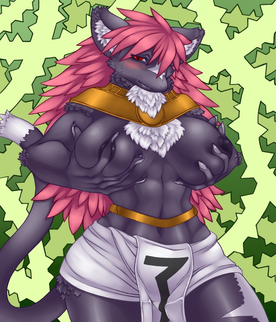 anthro big_breasts blush breasts chest_tuft claws e621 fangs female fur hair king_of_thorn looking_at_viewer nipples nude open_mouth pink_hair red_eyes solo source_request tail teeth tuft unknown_artist wide_hips zeus_female zeus_genus