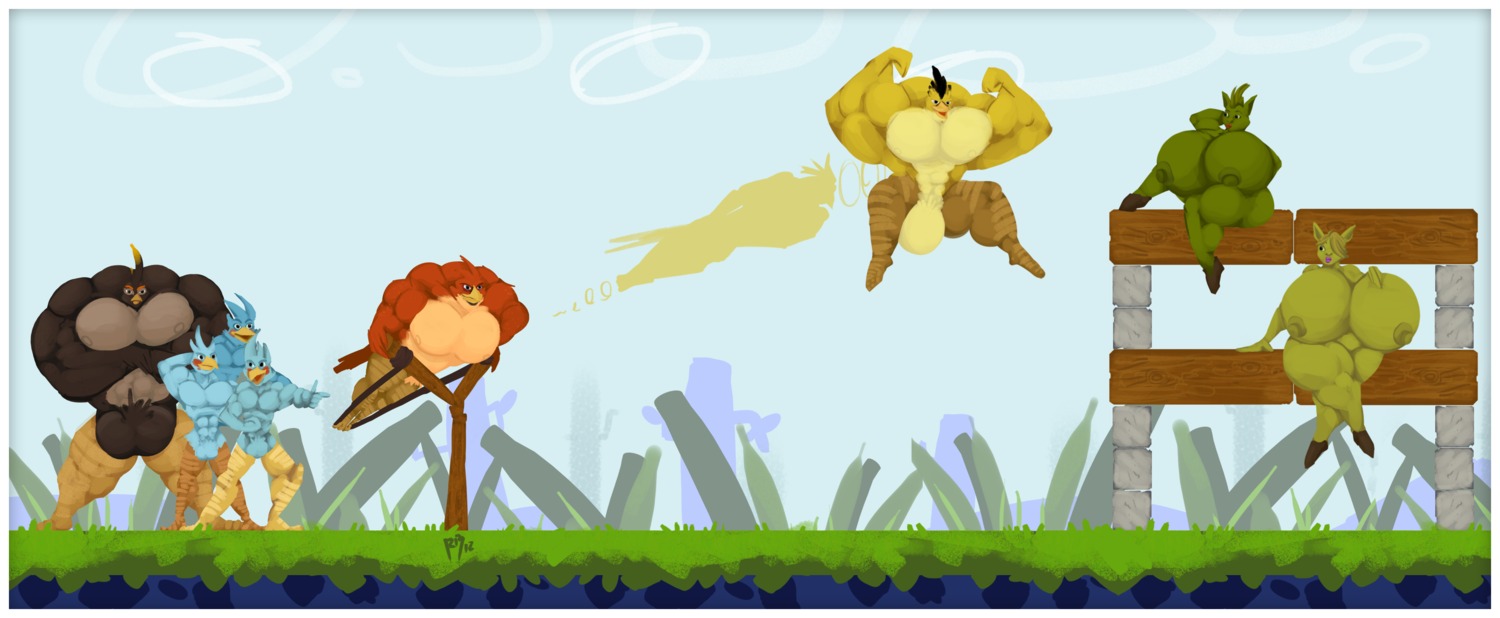 2012 abs absurd_res angry_birds anthro anthrofied atlantic_canary avian balls beak biceps big_breasts bird blue_body bluebird blush bomb_(angry_birds) border breasts brother_(lore) brothers_(lore) canary cardinal_(bird) chuck_(angry_birds) common_loon domestic_pig e621 eastern_bluebird feathers feet female finch flexing genitals grass group hi_res imminent_death jake_(angry_birds) jay_(angry_birds) jim_(angry_birds) launching loon male mammal muscular nipples non-mammal_balls non-mammal_breasts non-mammal_nipples northern_cardinal nude oscine outside parody passerine pecs pig_(angry_birds) plant ranged_weapon red_(angry_birds) ritz_beretta rovio_entertainment sega sibling_(lore) signature slingshot standing stone_wall suid suine sus_(pig) talons the_blues_(angry_birds) thrush_(bird) toes triplets_(lore) wall_(structure) weapon what what_has_science_done where_is_your_god_now white_border why wood