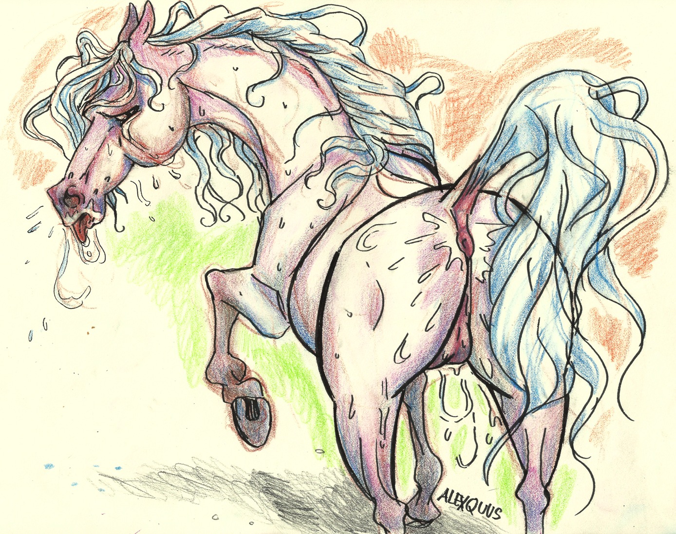 alexquus anus backsack balls bodily_fluids butt dirty e621 equid equine feral genitals hooves horse male mammal quadruped solo sweat tail tears tongue tongue_out
