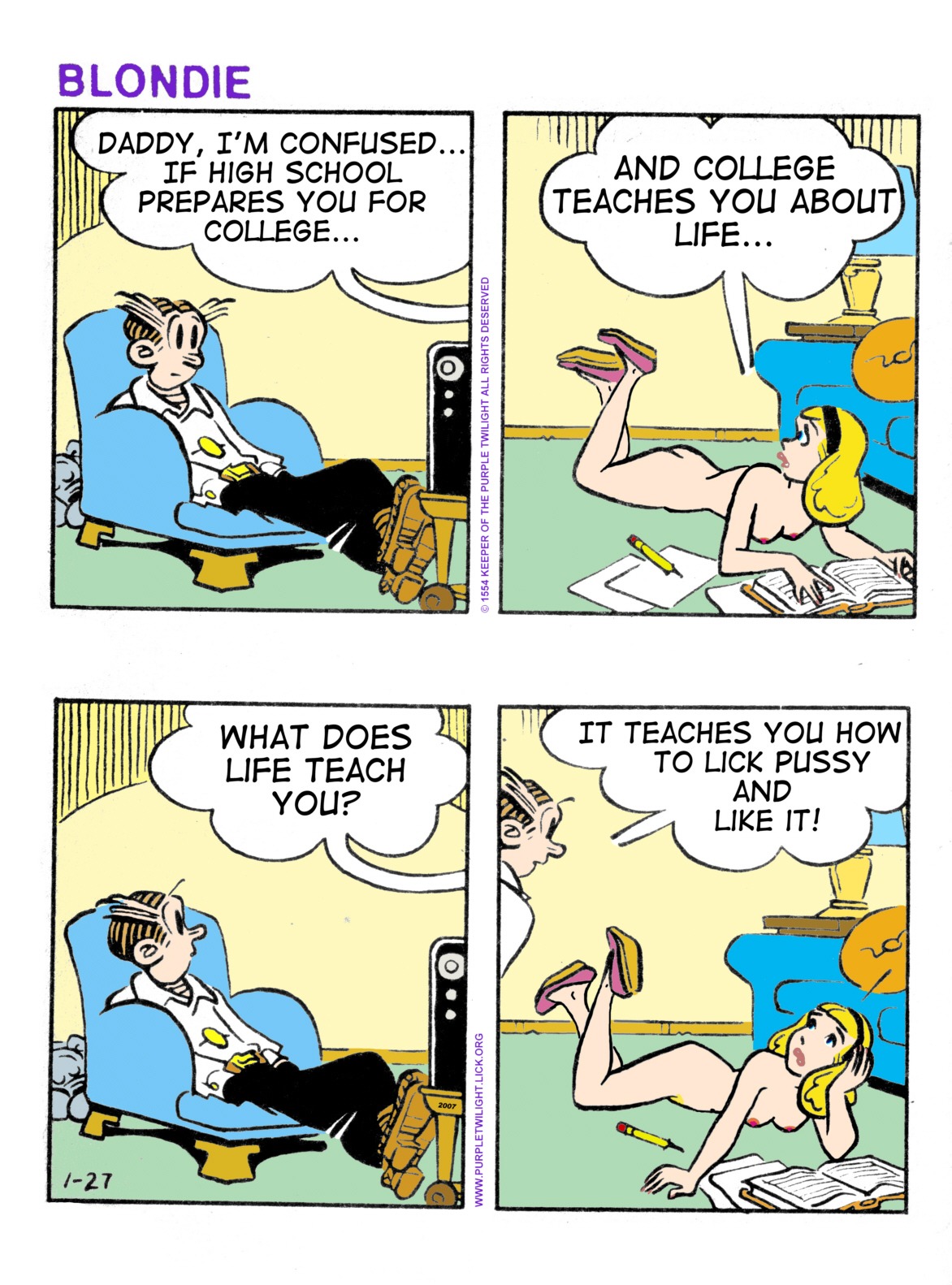 blondie_(comic) casual clothing comic_strip cookie_bumstead dagwood_bumstead edit female human mostly_nude nudist pale_skin rule34 tagme
