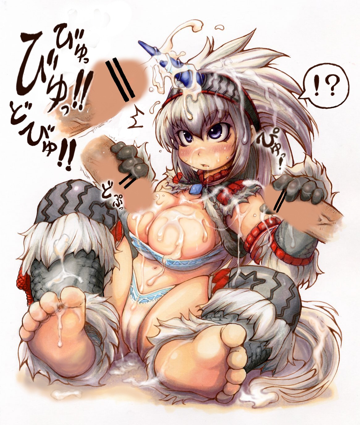 2008 capcom cum female highres horn ibukichi kirin_(armor) male monster_hunter monster_hunter_freedom penis rule34 sweat tear
