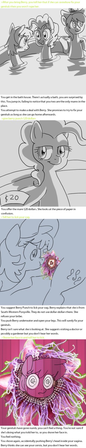 /mlp/ absurd_res berry_punch_(mlp) blush braeburn_(mlp) clothing cowboy_hat cutie_mark e621 earth_pony english_text equid equine female feral friendship_is_magic genitals group hair hasbro hat headgear headwear hi_res horse long_image male mammal money my_little_pony pinkie_pie_(mlp) pony smile tall_image text underwater unknown_artist vulva water what