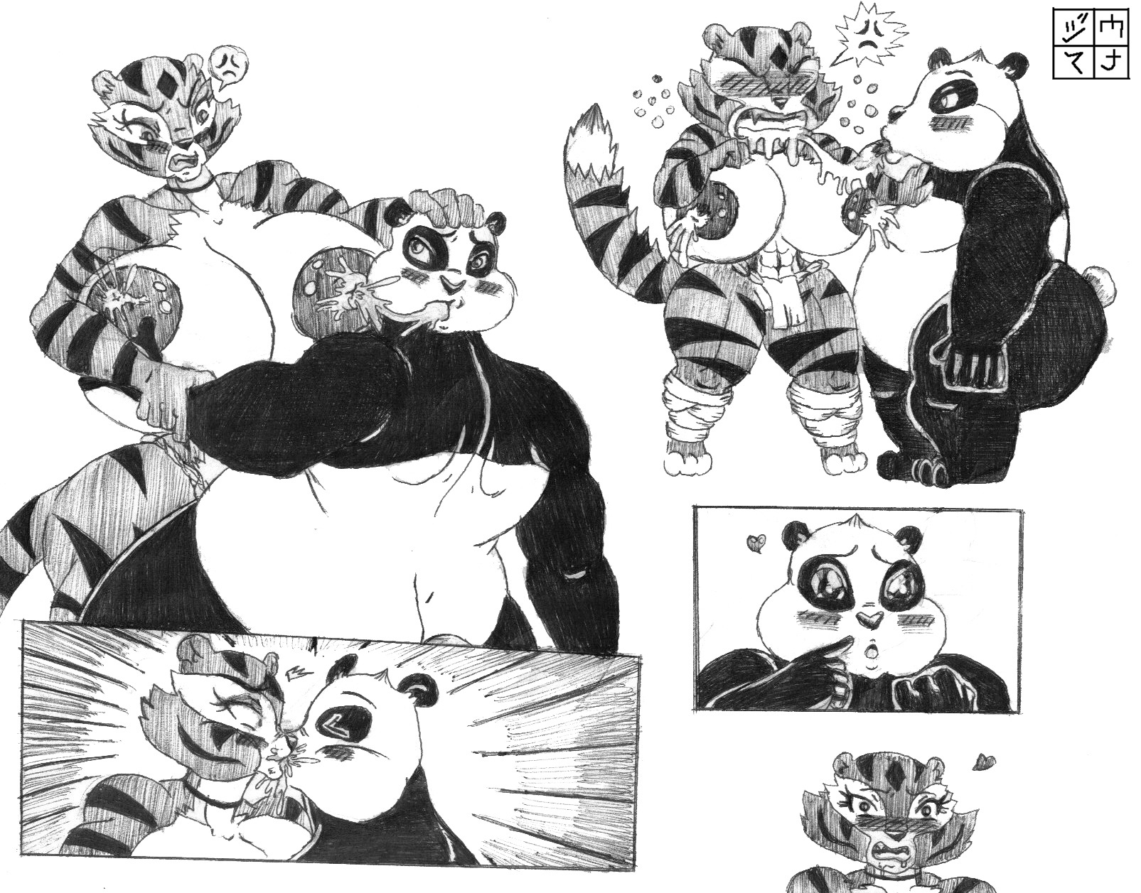 anthro bear dreamworks dxoz feline female giant_panda kung_fu_panda male master_po_ping master_tigress panda po rule34 tagme tiger