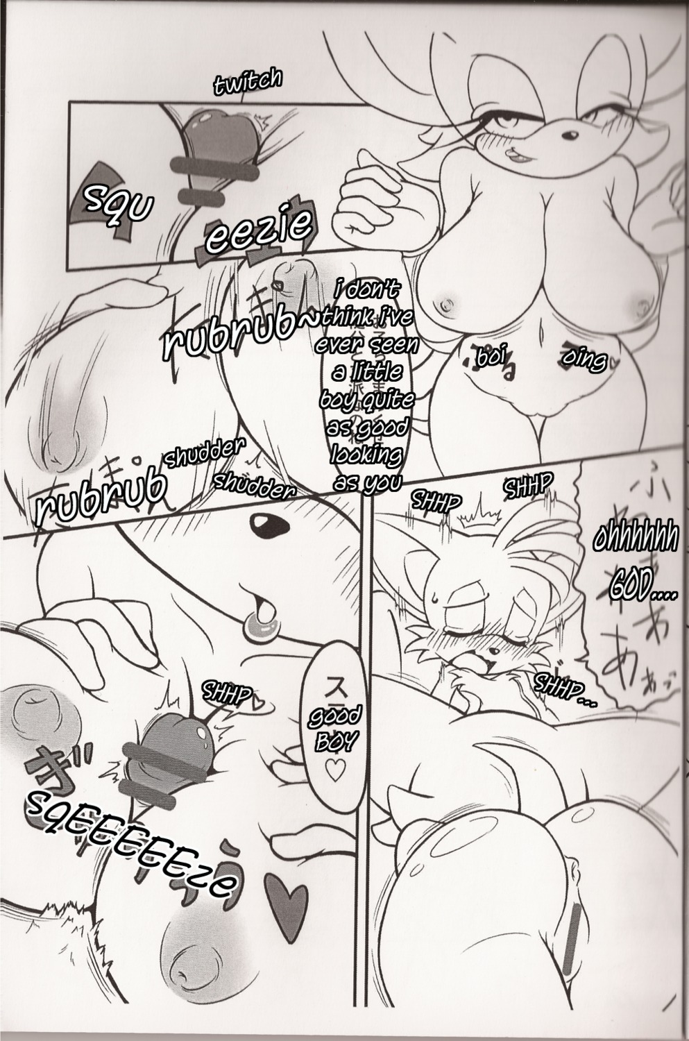 anthro bat big_breasts black_and_white breasts canine censored comic cum dialogue digital erection female fox fur male mammal monochrome penis rouge_the_bat rule34 scan sega sonic_(series) sonic_the_hedgehog_(series) straight tails tails_the_fox