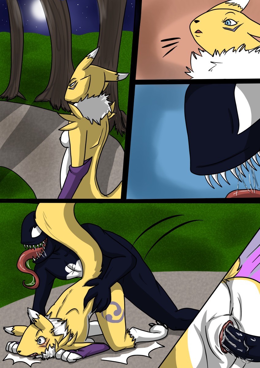 all_fours anthro ass_up bandai_namco black_body blush bodily_fluids breasts canid canine clothing comic crossover digimon digimon_(species) doggystyle duo e621 eente erection female female_penetrated from_behind_position fur genital_fluids genitals hi_res interspecies long_tongue male male/female male_penetrating male_penetrating_female mammal marvel mostly_nude nude penetration penile penile_penetration penis penis_in_vagina raised_tail renamon sex symbiote tail tongue underwear vaginal vaginal_fluids vaginal_penetration venamon venom_(marvel) vulva white_body white_fur yellow_body yellow_fur