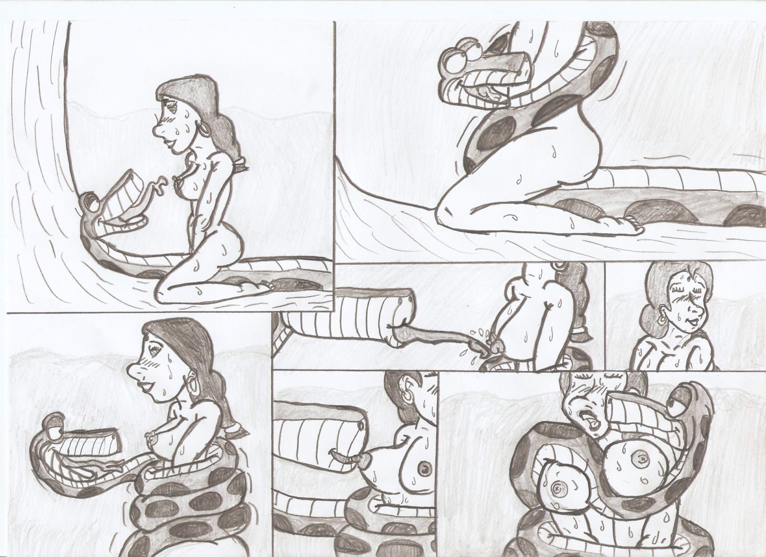 comic dead_source disney female indian indian_female kaa monochrome nipples rule34 shanti snake tagme the_jungle_book zoophilia