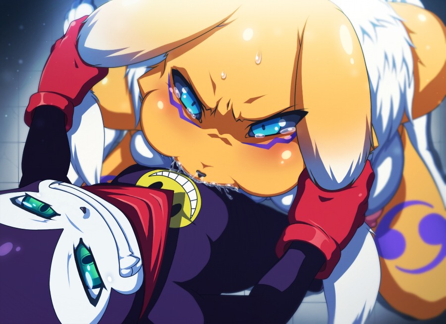 68_(artist) >:) angry anthro areola arms_bent balls_deep bandai_namco bent_legs bird's-eye_view black_nose blue_eyes blue_sclera blush bodily_fluids breasts bubble canid canine cheek_bulge clothed clothed_sex clothing crying cum cum_bubble cum_from_nose cum_in_mouth cum_in_nose cum_inside cum_overflow deep_penetration deep_throat defiant depth_of_field digimon digimon_(species) dominant duo e621 ear_grab ear_pull erect_nipples evil_grin face_fucking fellatio female female_penetrated forced forced_oral from_behind_position fur genital_fluids gloves grabbing_both_ears green_eyes hands_on_ears handwear high-angle_view impmon interspecies irrumatio kerchief kneeling kneeling_oral_position larger_sub looking_down male male/female male_penetrating male_penetrating_female mammal markings mounting mouth_full multicolored_ears neckerchief neckwear nipples oral oral_penetration orange_body orange_fur penetration penile penile_penetration penis_in_mouth pink_areola pink_nipples purple_body purple_fur purple_markings purple_skin rape rape_face red_clothing red_gloves red_handwear red_kerchief red_neckerchief renamon sex shortstack shortstack_male sitting size_difference smile standing submissive sweat tears teeth two-handed_face_fucking two_tone_ears white_body white_breasts white_ears white_fur yellow_body yellow_ears yellow_fur