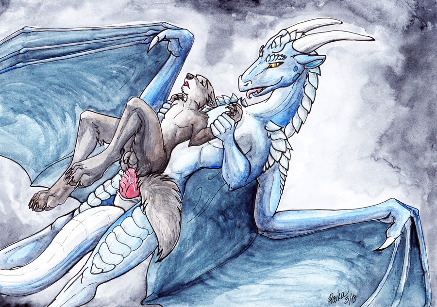 2013 4_toes abstract_background alma_aurora anal anal_penetration animal_genitalia anthro anthro_on_feral anthro_penetrated balls bestiality blue_body blue_scales bodily_fluids brown_body brown_fur canid canine claws cum cum_in_ass cum_inside digitigrade dominant dragon duo e621 erection feet feral feral_penetrating feral_penetrating_anthro from_behind_position fur genital_fluids genital_slit genitals grey_body grey_fur hindpaw horn interspecies larger_dom larger_male lying male male/male male_penetrated male_penetrating male_penetrating_male mammal membrane_(anatomy) membranous_wings mythological_creature mythological_scalie mythology nude on_back paws penetration penis scales scalie sex simple_background size_difference smaller_male tail toes wings