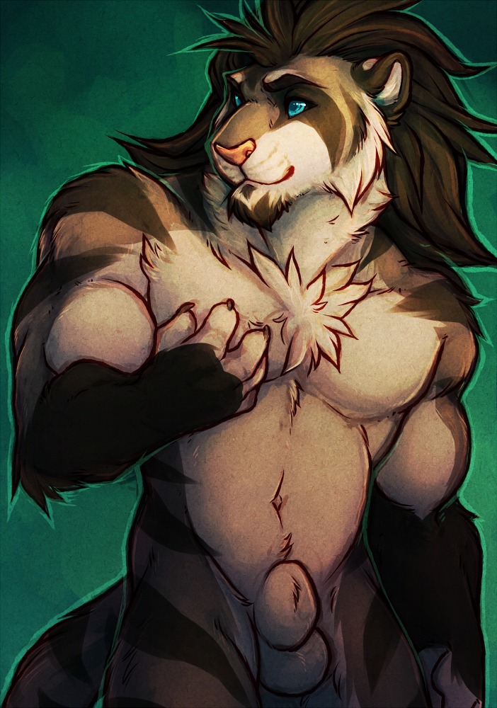 2014 animal_genitalia anthro balls beard biceps big_muscles biped black_hair blue_eyes chest_tuft conditional_dnp dazen_(character) e621 facial_hair felid fully_sheathed fur garnetto genitals goatee hair male mammal muscular muscular_anthro muscular_male nude pantherine pecs pink_nose sheath solo standing tiger tuft