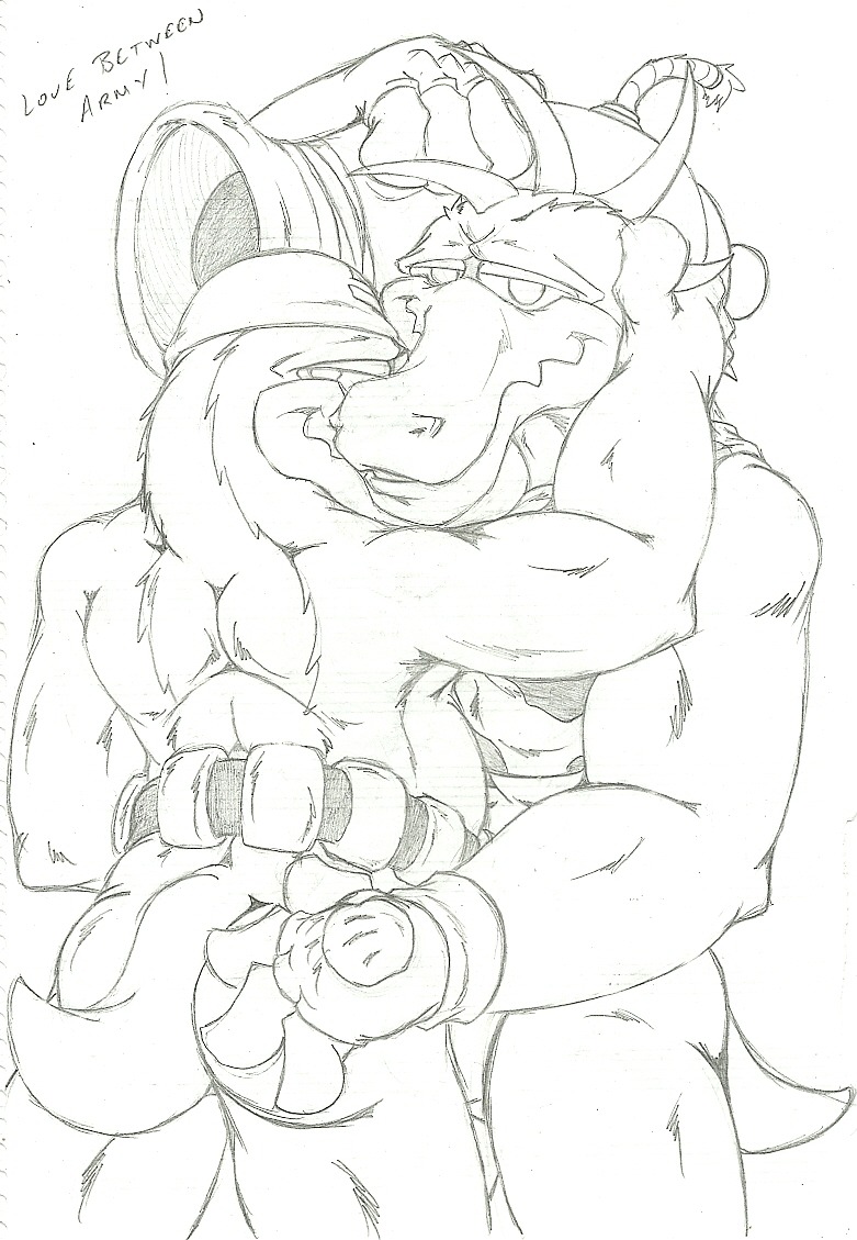 donkey_kong_(series) klump kremling krusha male male_only monochrome multiple_males nintendo rule34 yaoi