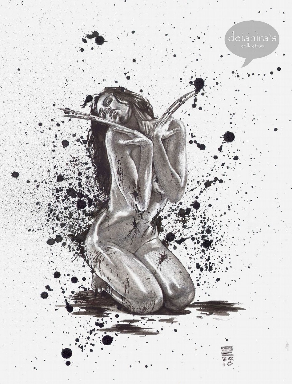 female gene_espy laura_kinney marvel marvel_comics monochrome new_x-men nude nude_female rule34 straight_hair x-23 x-force x-men