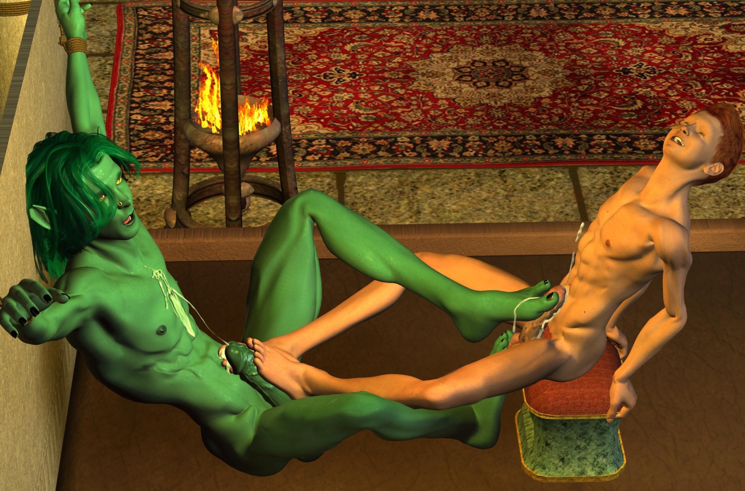 3d barefoot bondage feet footjob male male_only multiple_males rule34 uncensored yaoi