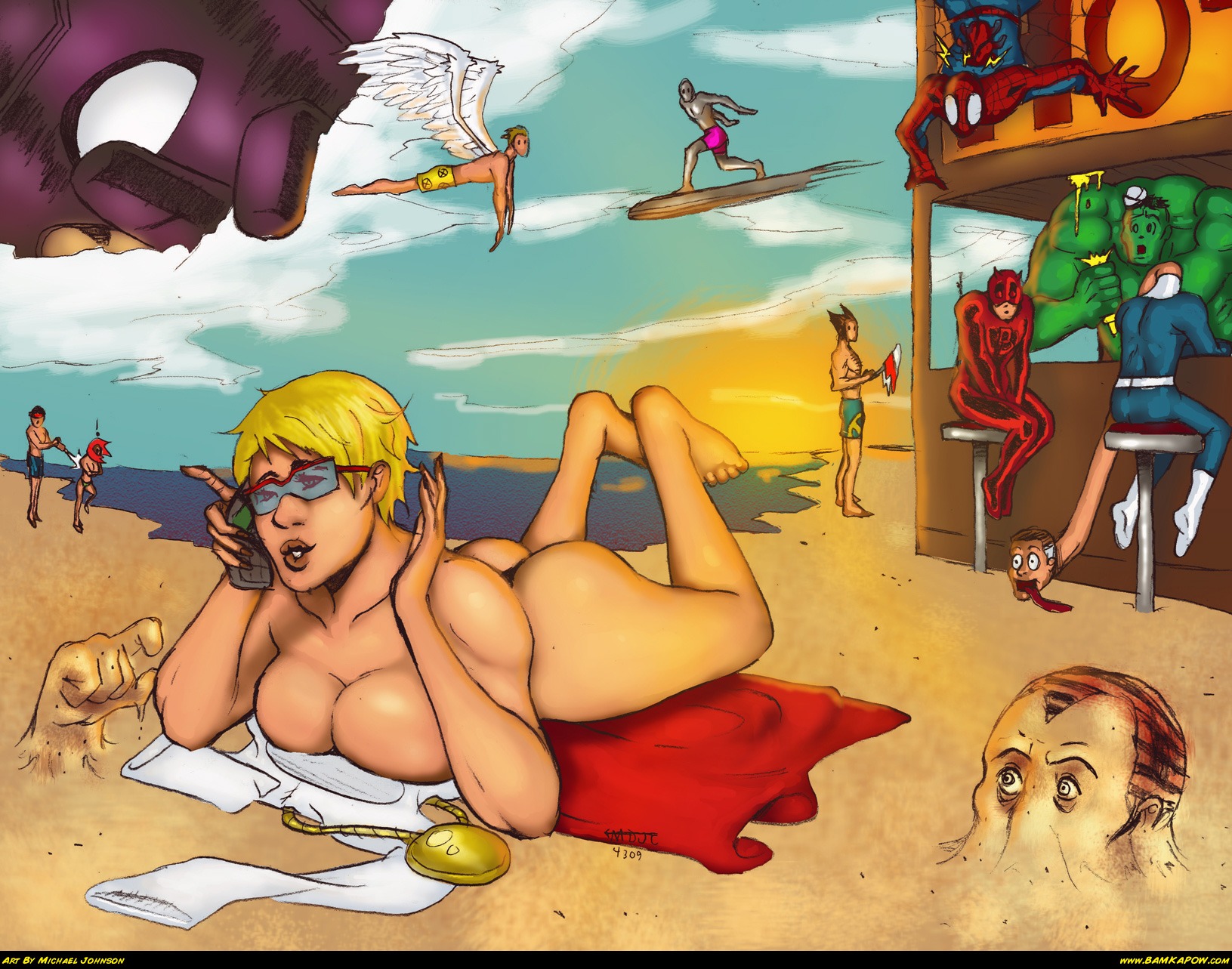 10boys 2girls angel_(warren_worthington_iii) ass beach big_ass big_breasts breasts crossover cyclops_(x-men) daredevil daredevil_(series) dc dc_comics fantastic_four female galactus giant green-skinned_male hulk hulk_(series) human james_howlett jean_grey kara_zor-l karen_starr light-skinned_female light-skinned_male light_skin male marvel marvel_comics michael_johnson mr_fantastic norrin_radd nude nude_female peeping peter_parker phone power_girl reed_richards rule34 sandman_(marvel) scott_summers silver_body silver_surfer spider-man spider-man_(series) stealth straight straight_hair sunglasses superhero_costume superman_(series) surfboard voluptuous wolverine_(x-men) x-men
