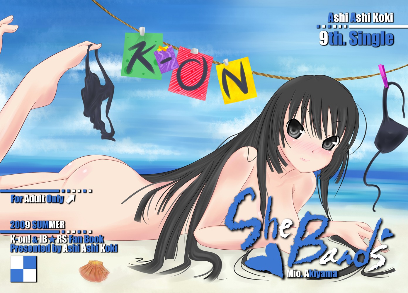 beach black_hair female female_only human human_only k-on! long_hair mio_akiyama_(k-on!) nude rule34 solo tagme