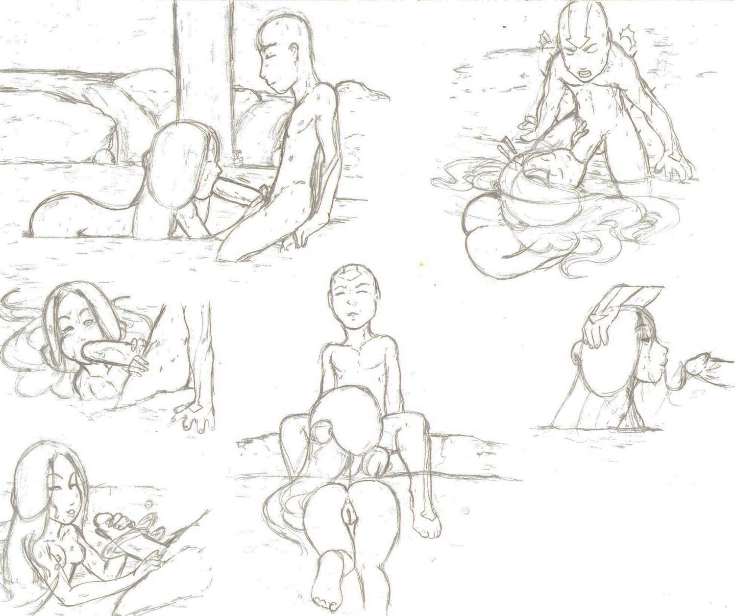 1boy 1girls aang air_nomad airbender_tattoo avatar_legends avatar_the_last_airbender black_and_white breasts female greenhouse_(artist) handjob human katara male male/female oral_sex rule34 sketch small_breasts straight the_avatar water water_tribe