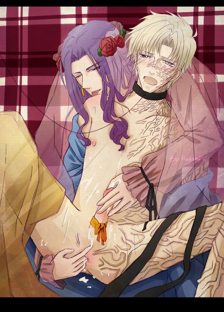 blush cum fate/zero fate_(series) fingering lancelot_(fate) licking male male_only matou_kariya naked penis rule34 spread_legs yaoi