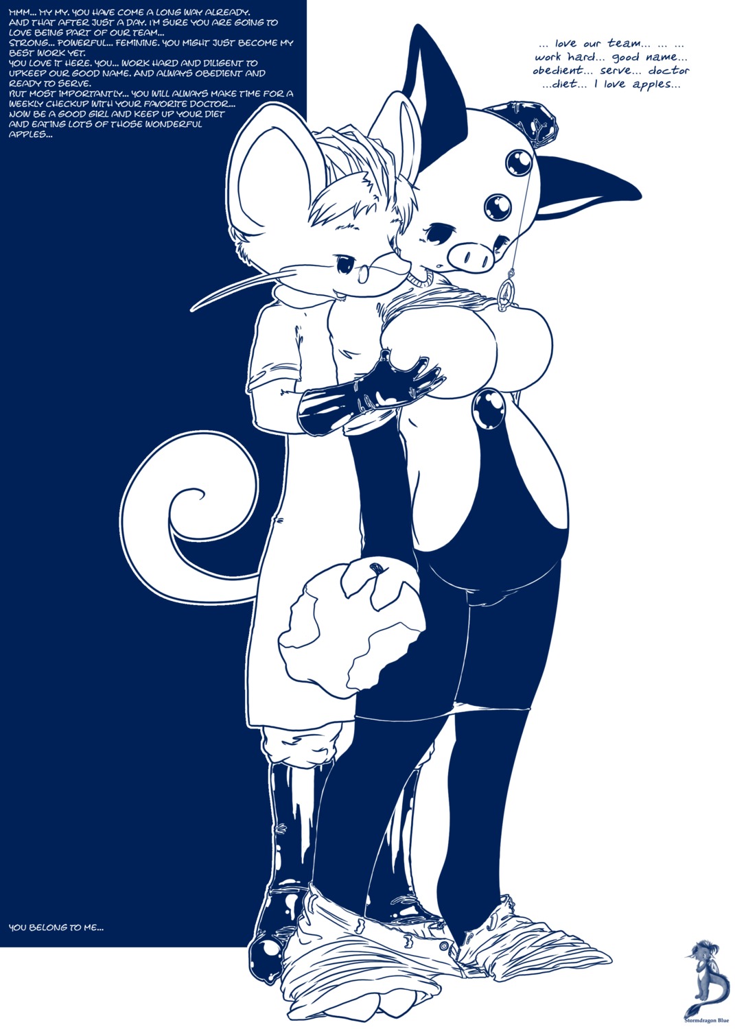 2008 absurd_res anthro anthro_on_anthro anthrofied big_breasts blue_and_white bottomwear bottomwear_down breast_grab breasts clothed clothing doctor dominant dominant_anthro dominant_male duo e621 english_text eyewear featureless_breasts female generation_1_pokemon generation_3_pokemon genitals glasses good_girl grumpig hand_on_breast hi_res hypnosis interspecies male male/female mammal mind_control monochrome nintendo partially_clothed pokemon pokemon_(species) pokemorph rattata rodent shirt_up shorts shorts_down stormdragonblue submissive submissive_anthro submissive_female tail team_rocket text ulisses underwear underwear_down undressing vulva