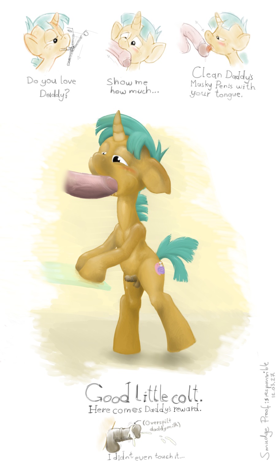 3:5 age_difference animal_genitalia animal_penis balls bestiality bodily_fluids bottomwear clothing cum daddy_kink dialogue digital_media_(artwork) dirty_talk disembodied_penis duo e621 ejaculation english_text equid equine equine_genitalia equine_penis erection fellatio feral feral_focus foreskin friendship_is_magic genital_fluids genitals half-erect hands-free hasbro hi_res horn human human_on_feral humanoid_genitalia humanoid_penis interspecies male male/male male_on_feral male_penetrated male_penetrating male_penetrating_male mammal medial_ring my_little_pony mythological_creature mythological_equine mythology older_male oral oral_orgasm oral_penetration orgasm pants partially_retracted_foreskin penetration penile penis quadruped retracted_foreskin sex shota sideways_oral smudge_proof snails_(mlp) solo_focus tail text unicorn young young_feral younger_male younger_penetrated zipper