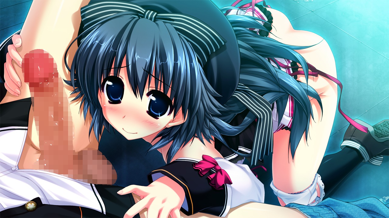 blue_eyes censored female game_cg hat kamikaze_explorer long_hair male nopan oshiki_hitoshi penis rule34 seifuku usami_saori