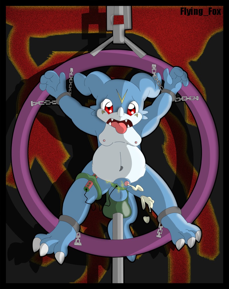 anthro bound color digimon flying_fox_(artist) furry male male_only rule34 solo veemon
