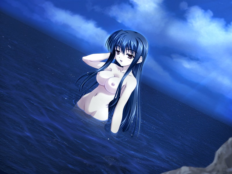 breasts female game_cg nagisano night nude ocean rule34 sawaki_mimori sea water