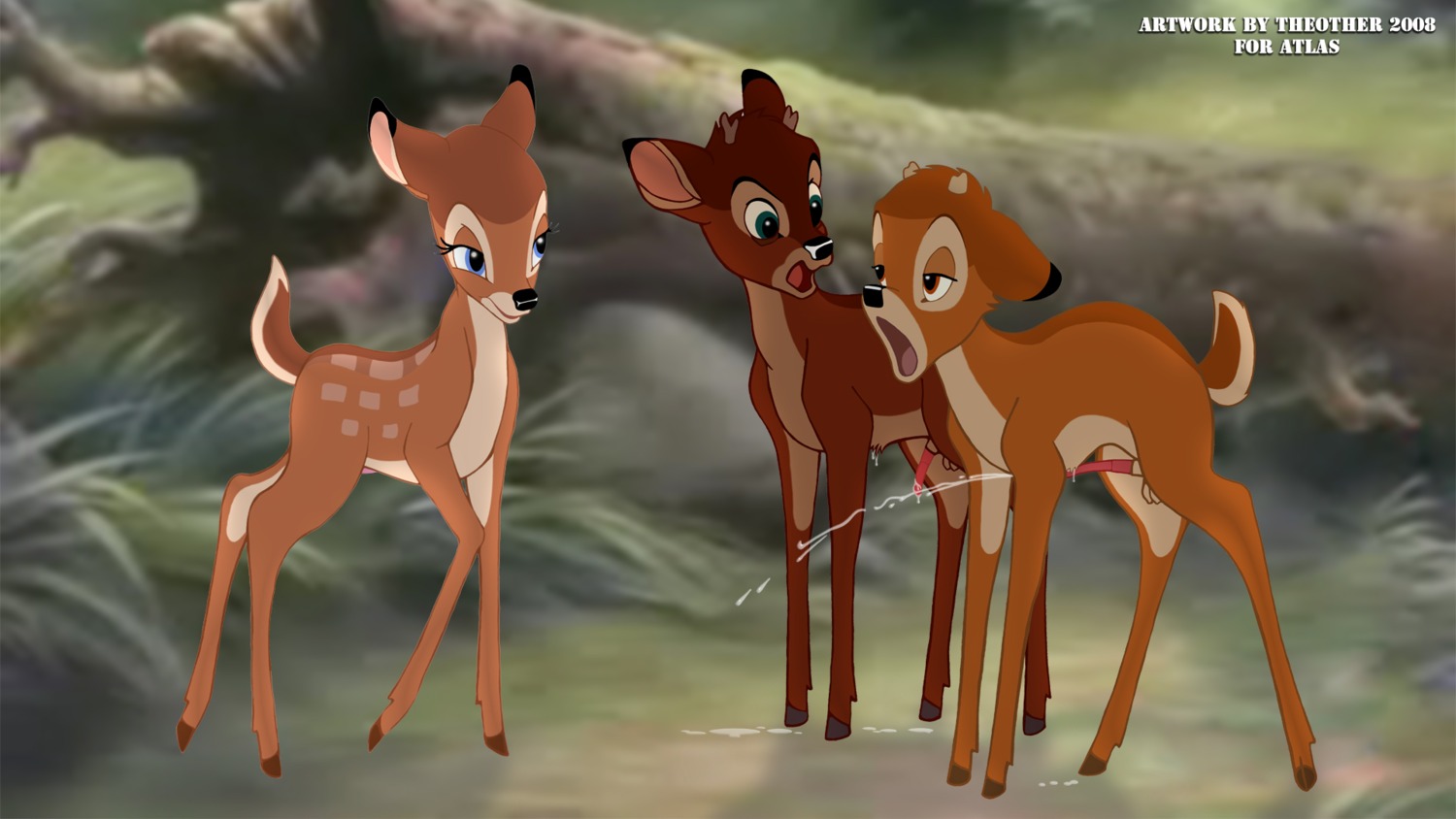 2008 balls bambi_(character) bambi_(film) cub deer disney faline female female_cub feral male male_cub male_focus penis ronno rule34 tagme testicles theother