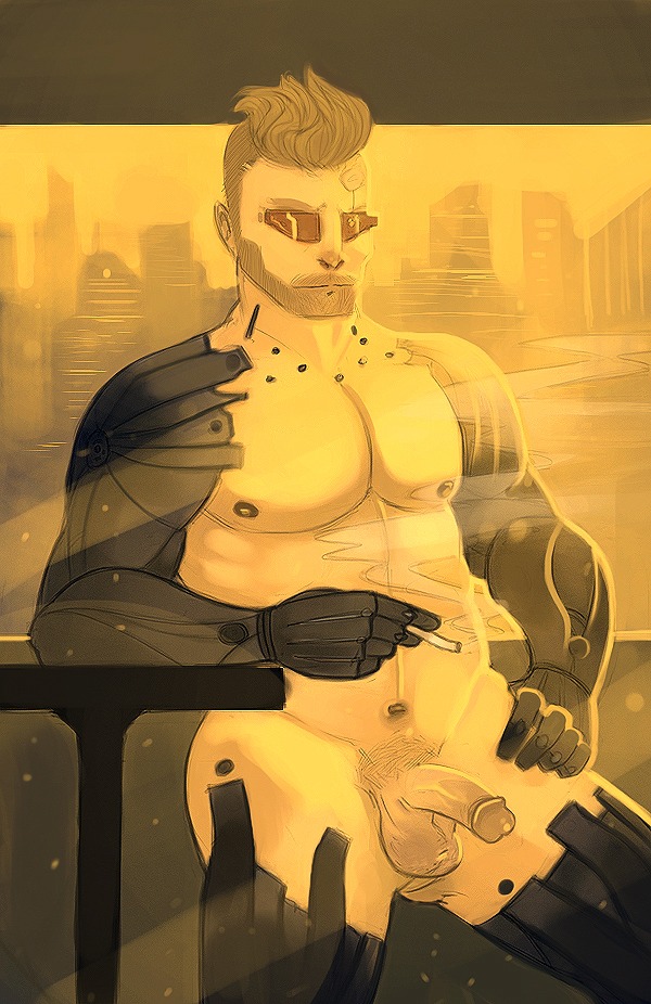 adam_jensen balls deus_ex male male_only muscles penis rule34 tagme