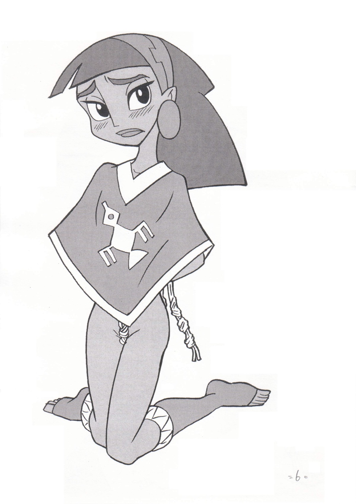 1girls bondage crotch_rope dark-skinned_female dark_skin disney female greyscale kneeling latina malina monochrome peruvian_female rule34 the_emperor's_new_groove the_emperor's_new_school union_of_the_snake