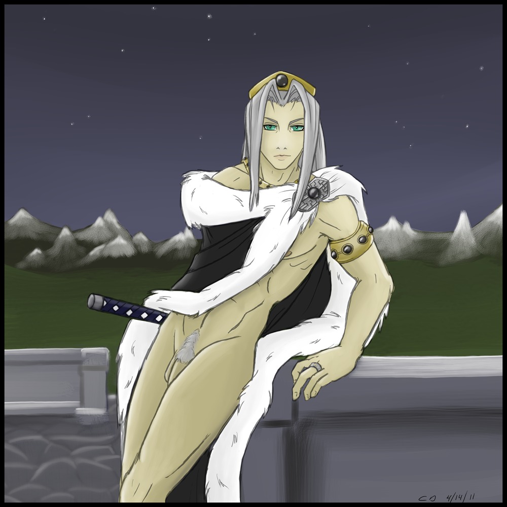 final_fantasy final_fantasy_vii male male_only rule34 sephiroth solo tagme