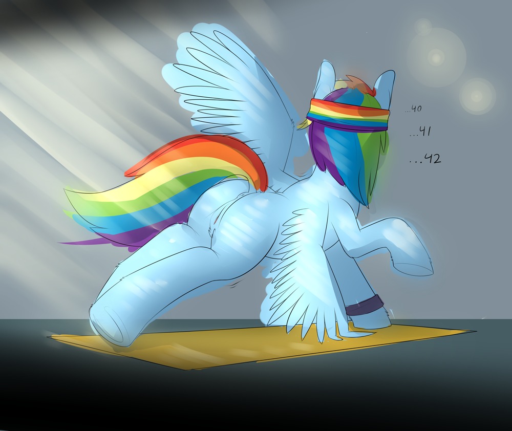 anus blue_body blue_feathers blue_fur butt cobalt_snow conditional_dnp digital_media_(artwork) e621 equid equine feathered_wings feathers female feral friendship_is_magic fur genitals hair hasbro mammal multicolored_hair multicolored_tail my_little_pony mythological_creature mythological_equine mythology nude pegasus rainbow_dash_(mlp) rainbow_hair rainbow_tail solo tail vulva wings