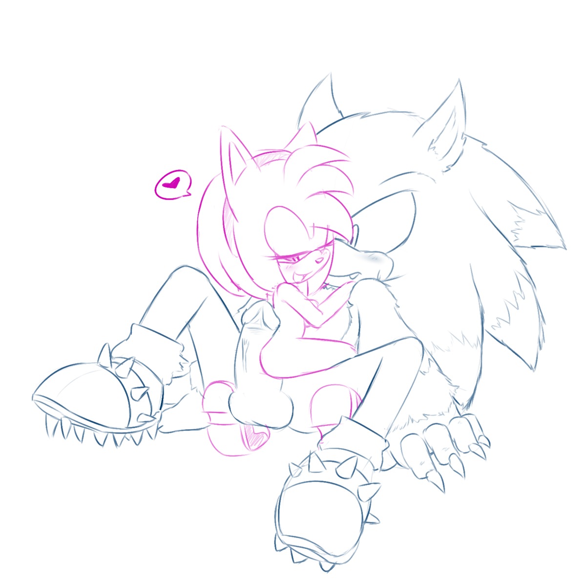 amy_rose anthro blush clothing digital_drawing_(artwork) digital_media_(artwork) duo e621 erection eulipotyphlan female footwear foreskin genitals heart_symbol hedgehog hi_res humanoid_genitalia humanoid_penis larger_male male male/female mammal monochrome penis sega sex shoes size_difference smaller_female sonic_the_hedgehog sonic_the_hedgehog_(series) sonic_the_werehog sonic_unleashed tenshigarden werecreature wereeulipotyphlan werehog
