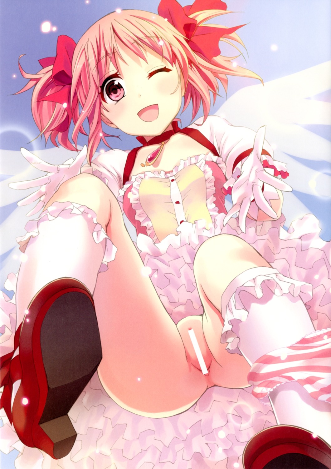censored female human madoka_kaname mahou_shoujo_madoka_magica nopan otabe_dynamite otabe_sakura pussy rule34