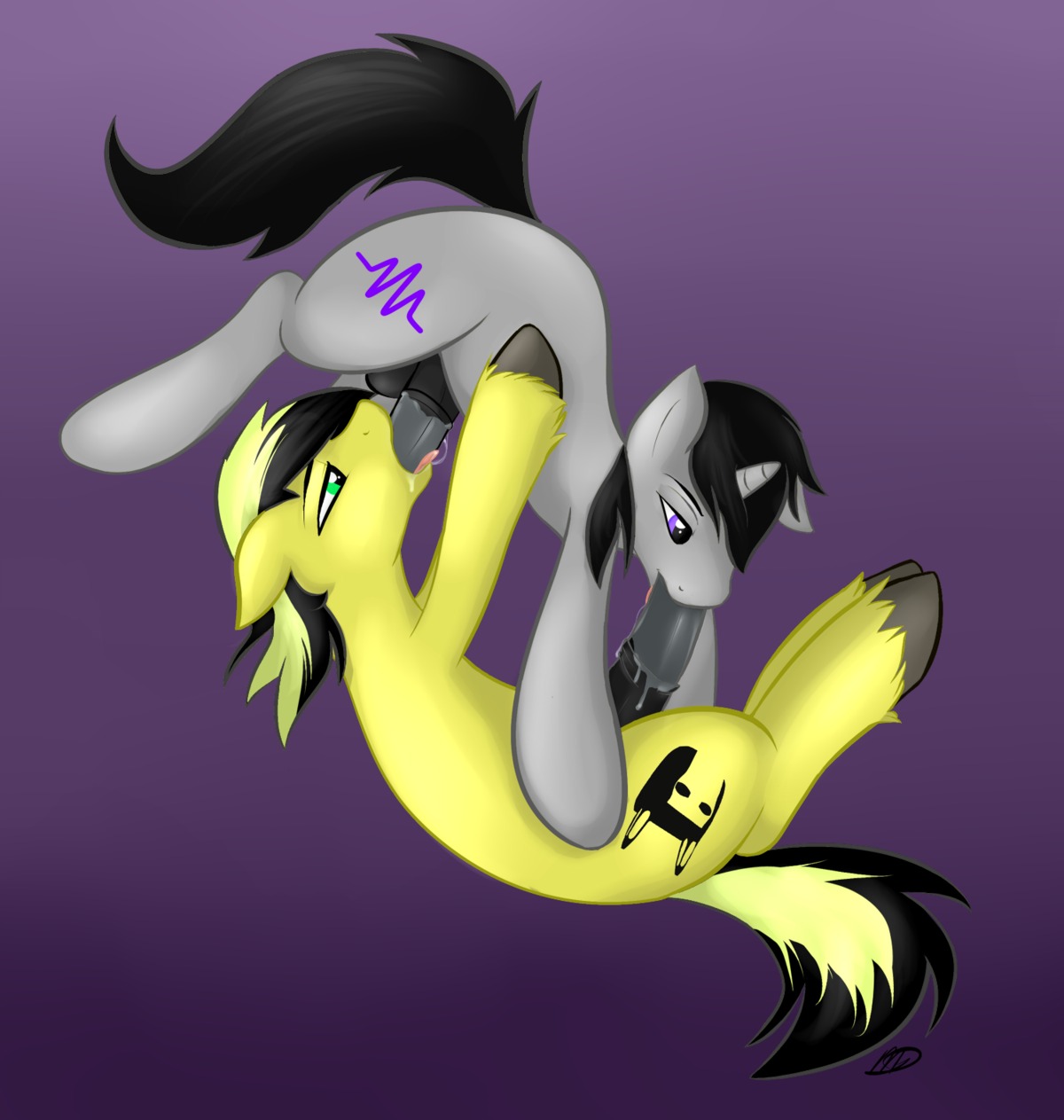69_position balls bodily_fluids conditional_dnp cutie_mark digital_media_(artwork) duo e621 equid equine erection fan_character fellatio feral feral_on_feral feral_penetrated feral_penetrating feral_penetrating_feral fur genitals green_eyes grey_body grey_fur hair hasbro hi_res horn male male/male male_penetrated male_penetrating male_penetrating_male mammal meggchan mutual_fellatio mutual_oral my_little_pony mythological_creature mythological_equine mythology oral oral_penetration penetration penile penile_penetration penis purple_background purple_eyes saliva sex simple_background tongue tongue_out unicorn yellow_body yellow_fur