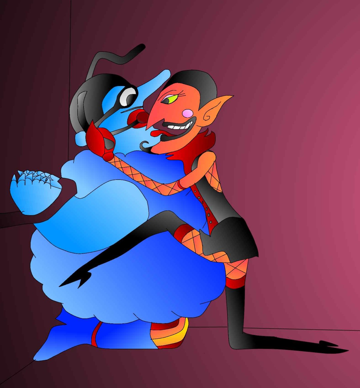 blue_meanie blue_skin chief_meanie him_(powerpuff_girls) male male_only powerpuff_girls questionable_anatomy red_skin rule34 straight_hair yellow_submarine