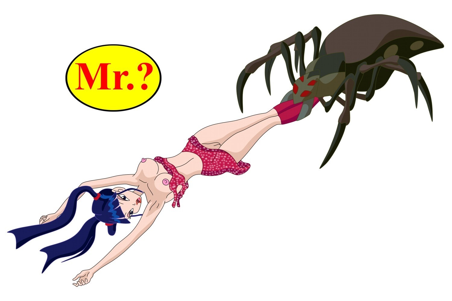 1girls breasts cobolt2 exposed_breasts exposed_pussy female female_focus female_prey giant_spider imminent_death musa_(winx_club) nipples no_pubic_hair open_mouth pussy rule34 spider vore winx_club