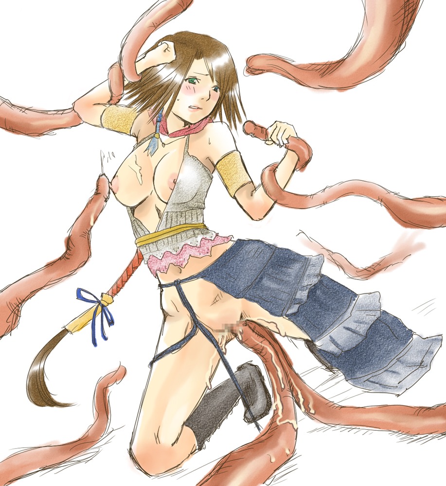 1girls 2d areola areolae blue_eyes blush boot breasts brown_hair censored color cum earrings female female_only final_fantasy final_fantasy_x-2 green_eyes heterochromia jewelry long_hair necklace nipples open_clothes open_shirt pussy rule34 sex short_hair solo solo_female tentacle tentacle_sex tentacles yuna yuna_(gunner)
